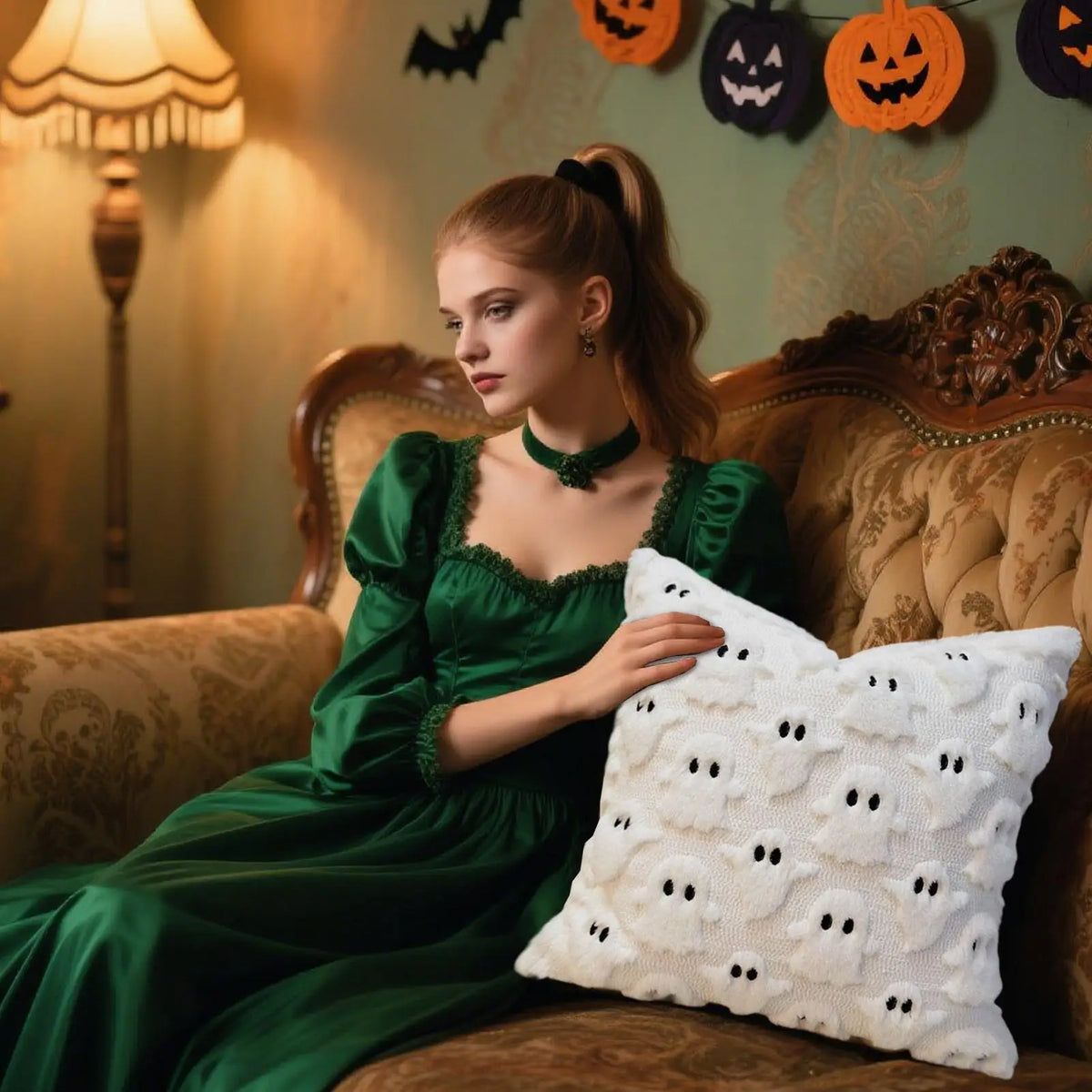 Halloween Ghost Throw Pillow Cover 18x18 – Decorative Pillowcase Decorative Pillow Cover Qme