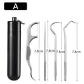 Reusable Stainless Steel Toothpick & Floss Teeth Cleaner Set Reusable Toothpick Set Qme A