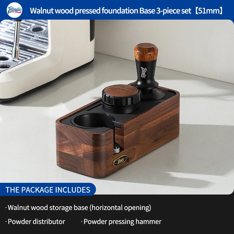 Bincoo Wooden Espresso Tamping Stand Set – 51/58mm Tamper Kit Espresso Tamping Set Qst 51MM 3pcs B