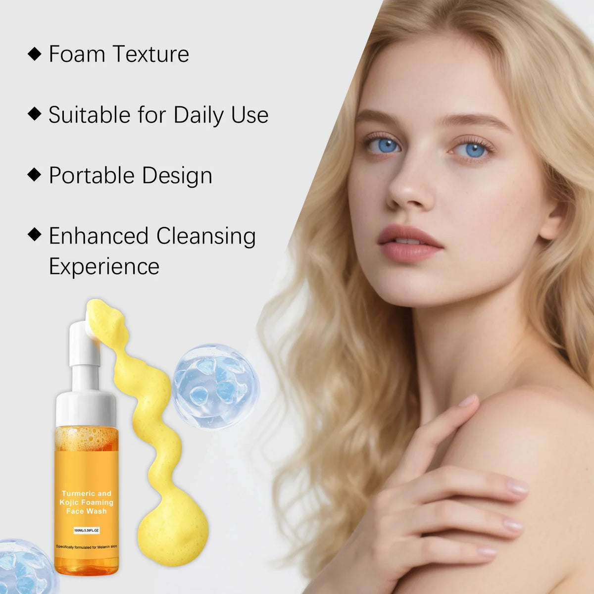 Turmeric & Kojic Acid Foaming Face Wash – Brightening Cleanser Foaming Face Wash Qme