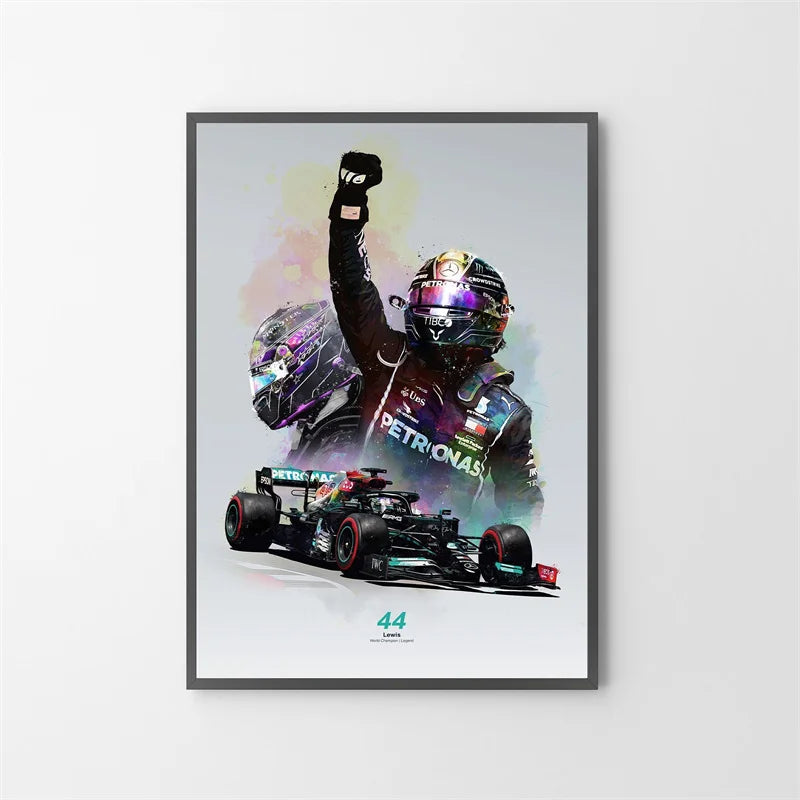 Watercolor F1 Racing Driver Helmet Canvas Print Wall Art