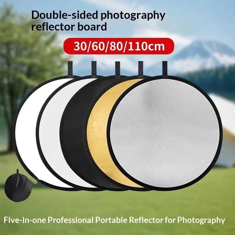 Collapsible Round Photography Reflector & Diffuser – 4 Surfaces Photography Reflector Qme