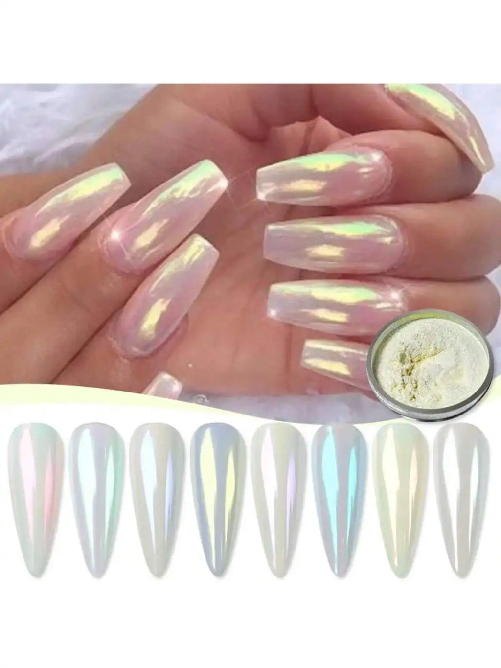 6-Bottle Aurora Nail Art Glitter Powder Magic Mirror Set Nail Art Glitter Powder Qme