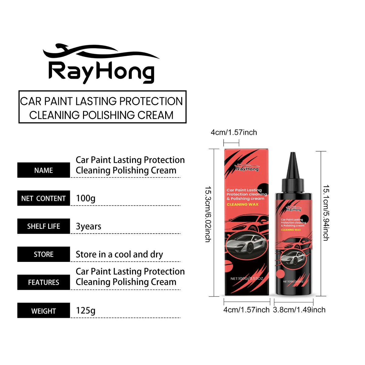 Rayhong Car Scratch Polishing Paste – Paint Cleaner & Brightener Car Polishing Paste Qst