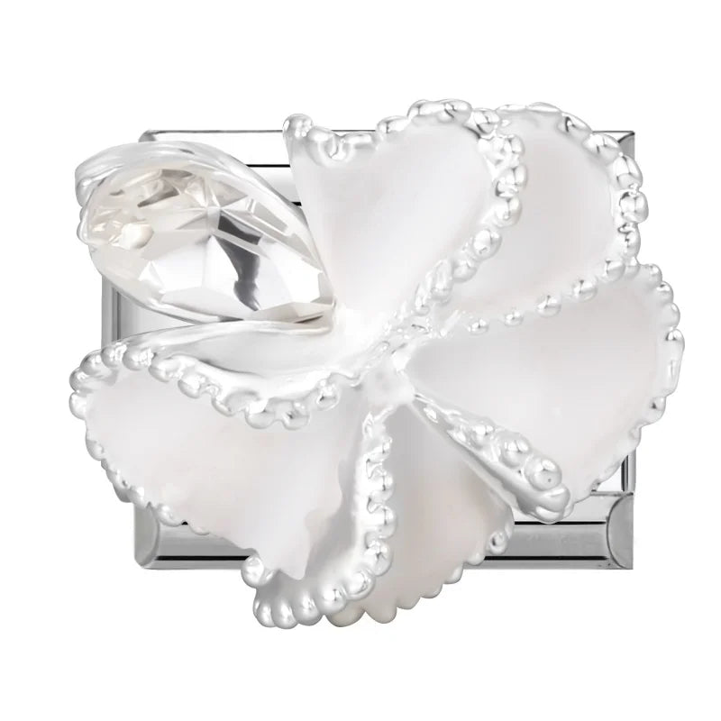 Zircon Bowknot Flower Italian Charm Links | Stainless Steel DIY Italian Charm Links Qme Style 5