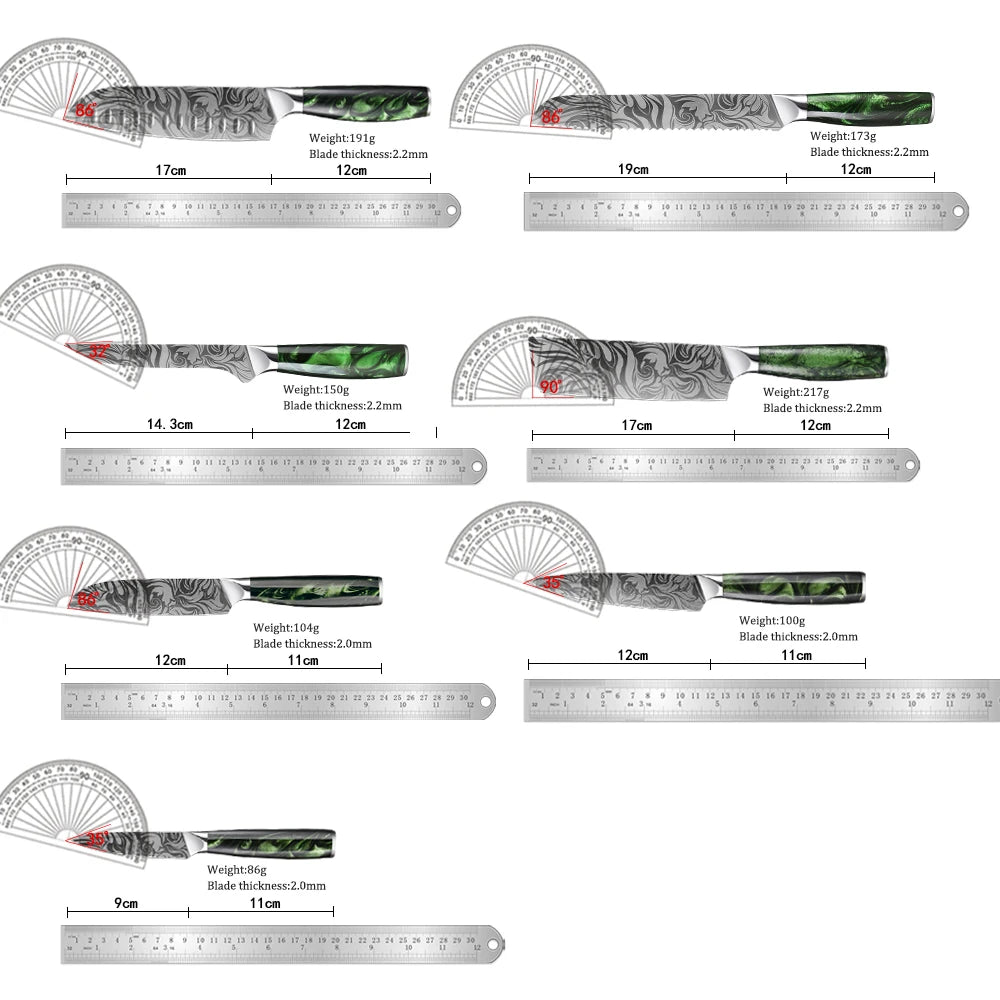 Xituo 7-Piece Kitchen Knife Set – Laser Stainless Steel Kitchen Knife Set Qst