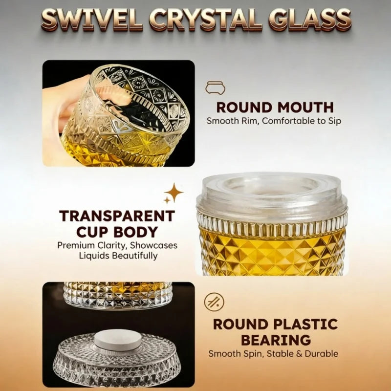 Rotating Crystal Whiskey Glass | Cocktail & Party Drinkware Crystal Whiskey Glass Qme