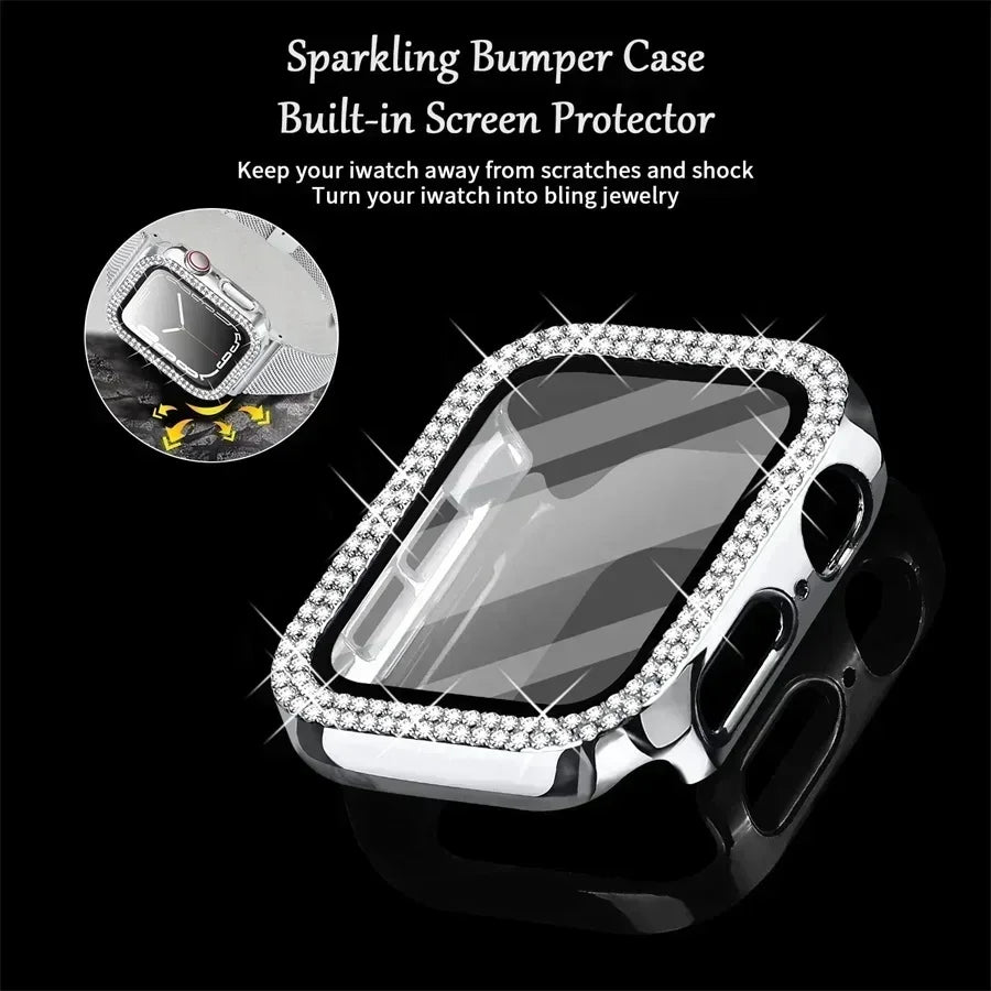 Apple Watch Series 10 Bling Diamond Bumper & Screen Protector Smartwatch Case Qme