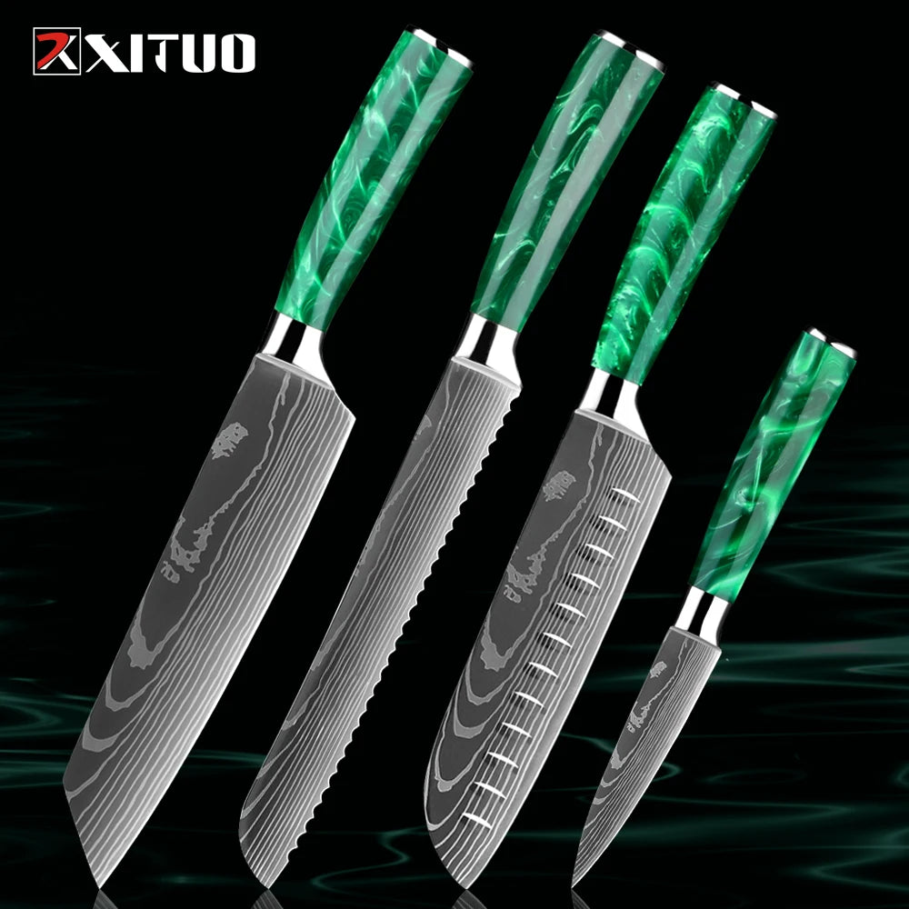 XITUO Chef Knife Set 1-8 Piece High Carbon Steel Kitchen Knives Kitchen Knife Set Qst 4PCS Knife B