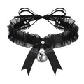 Lace Bow Knot Bell Choker Necklace | Cute Aesthetic Collar Choker Necklace Qme Black