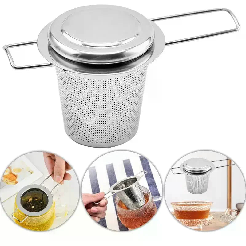 Stainless Steel Mesh Tea Infuser with Lid – Reusable Loose Leaf Tea Infuser Qme
