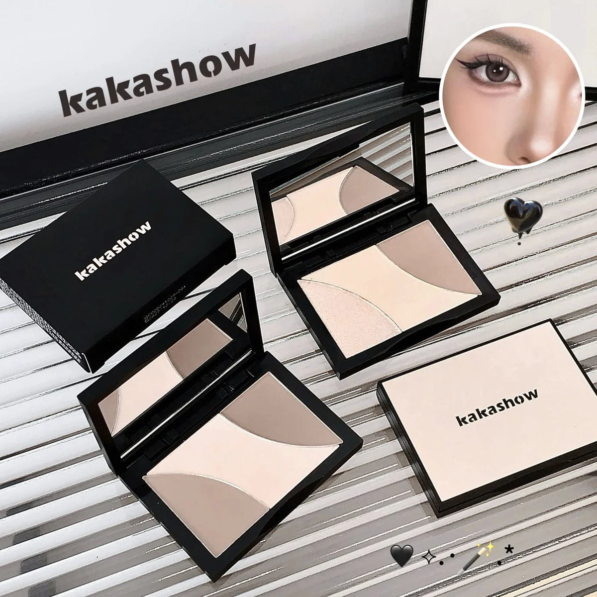 Kakashow 3-Color Contouring Palette – Highlight & Shadow Contouring Palette Qme