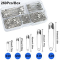 260-Piece Assorted Safety Pins Set – Large & Small Sewing Pins Sewing Safety Pins Qme 260PCS