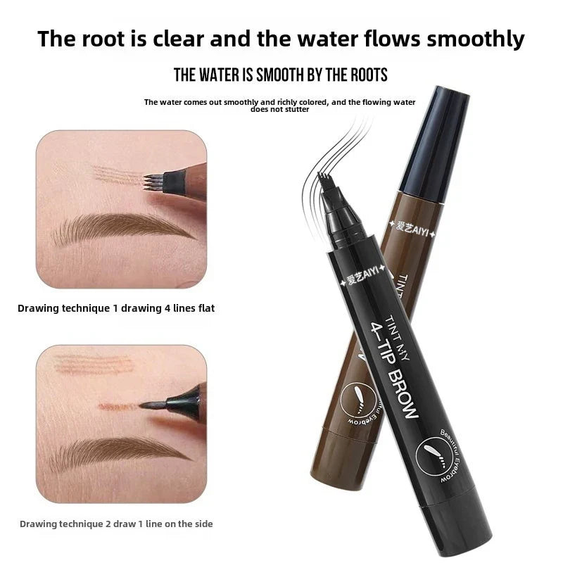 4-Point Waterproof Liquid Eyebrow Pencil – Long-Lasting Brow Pen Liquid Eyebrow Pencil Qme