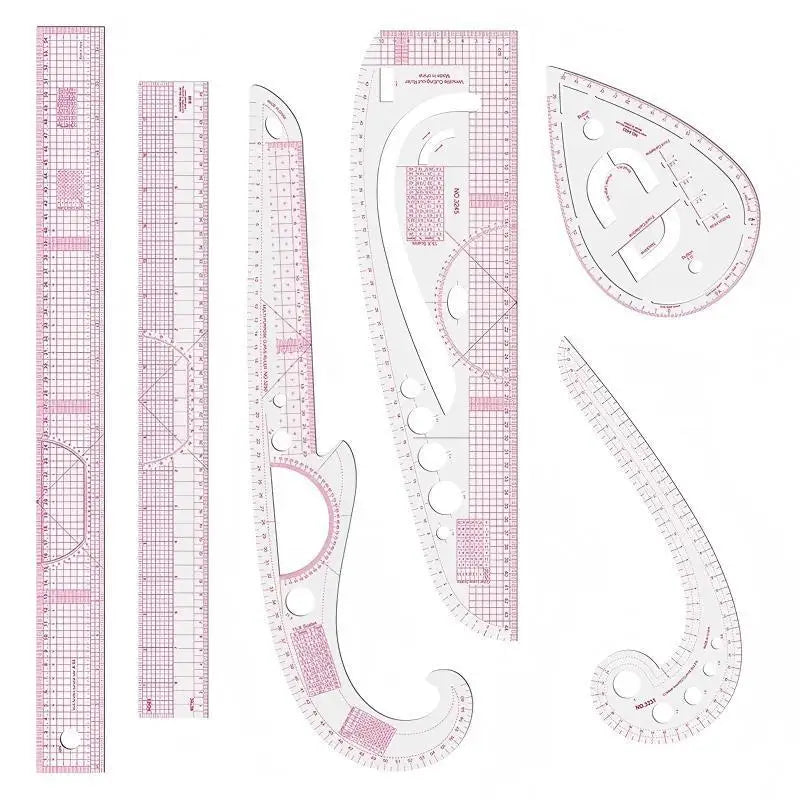 6-Piece French Curve Sewing Ruler Set – Tailoring Templates Sewing Ruler Set Qme A