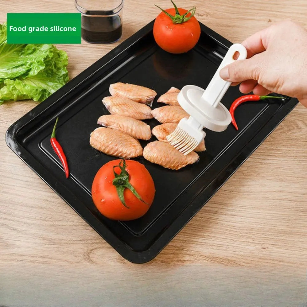 BBQ Silicone Oil Dispenser Brush – Grilling & Baking Utensil Silicone Basting Brush Qme