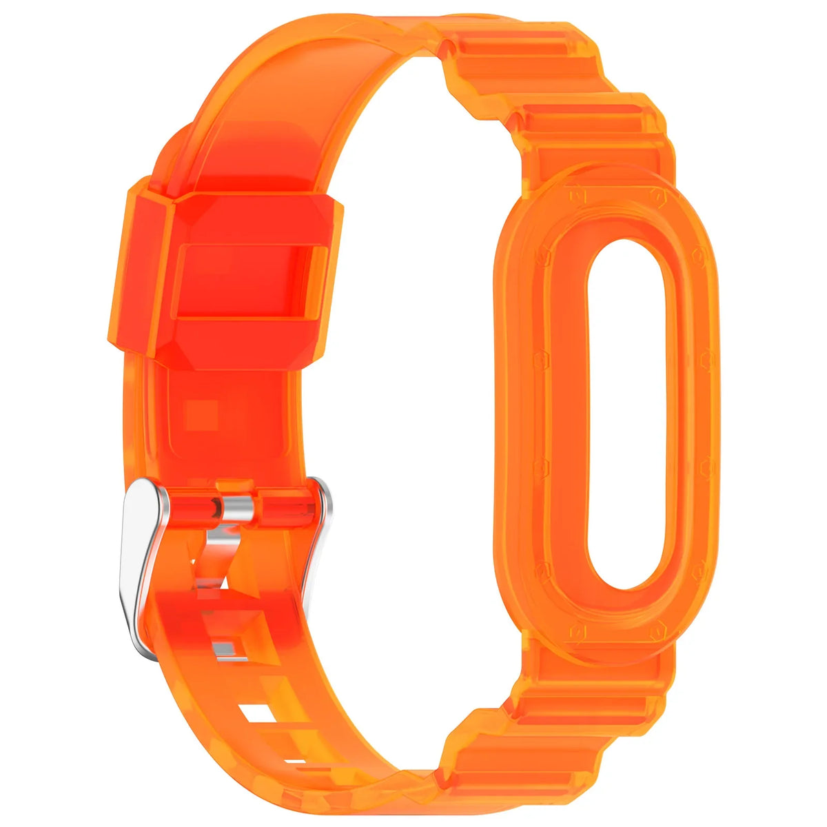 TPU Transparent Adjustable Band for Google Fitbit | 6 Colors Fitness Watch Band Qme orange