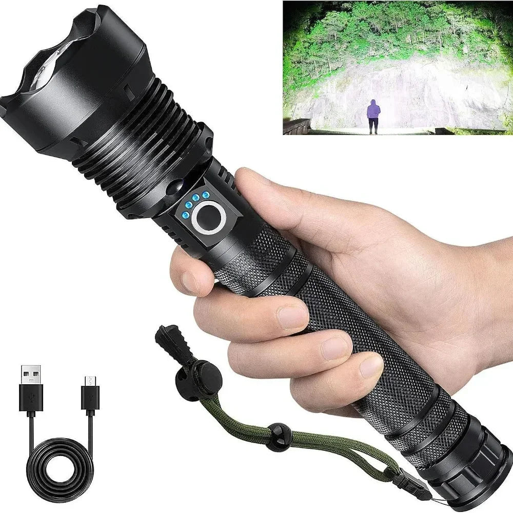 XHP70.2 LED Tactical Flashlight 1500 Lumen Rechargeable Zoom Torch LED Tactical Flashlight Qst