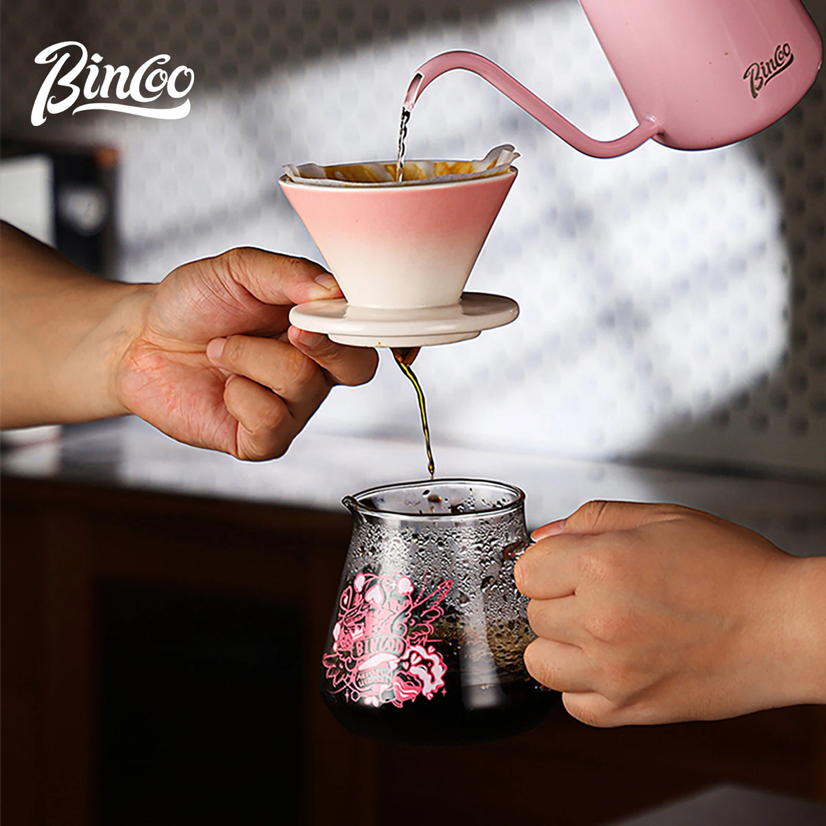 Bincoo Ceramic Pour Over Coffee Set – Dripper & Carafe Pour Over Coffee Set Qst