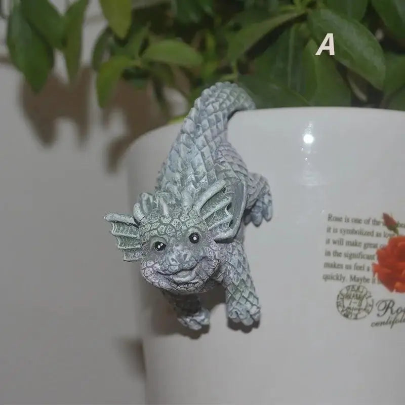 Cute Dragon Flower Pot Hanger Resin Garden Statue Ornament Garden Statue Qme