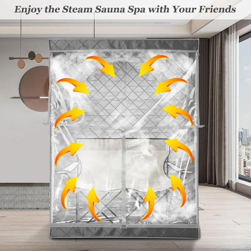 1-2 Person Portable Steam Sauna Tent with 4L Steamer – Home Spa Steam Sauna Tent Qst