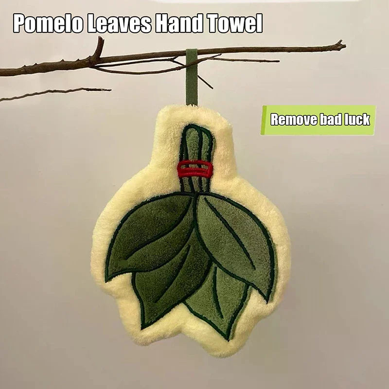 Pomelo Leaves Quick-Dry Soft Coral Hand Towel | Home Decor Decorative Hand Towel Qme