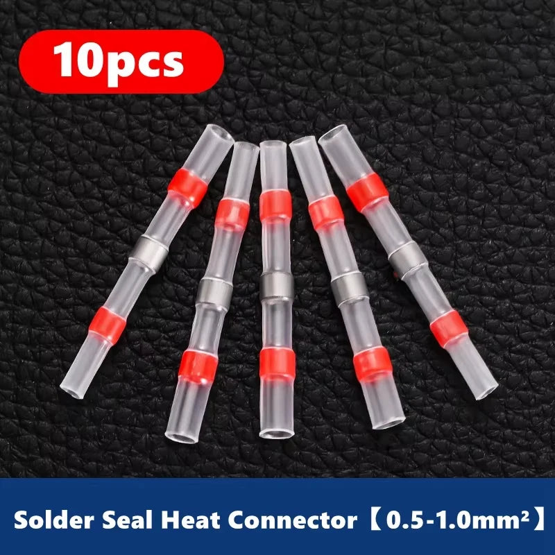 Solder Seal Wire Connectors – Heat Shrink Butt Crimp Terminal Kit Wire Connector Kit Qst red 10pcs