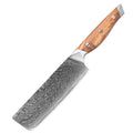 XITUO Damascus Steel Kitchen Knife Set – Olive Wood Handle Kitchen Knife Set Qst Nakiri Knife