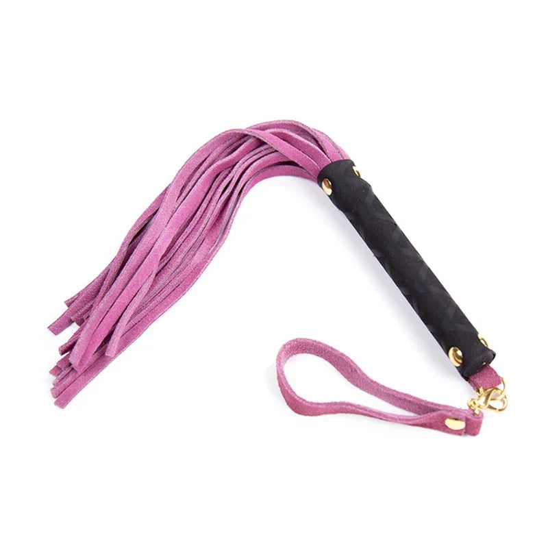 PU Leather Riding Crop & Flogger with Wrist Cuffs – 4 Colors Costume Accessory Qme