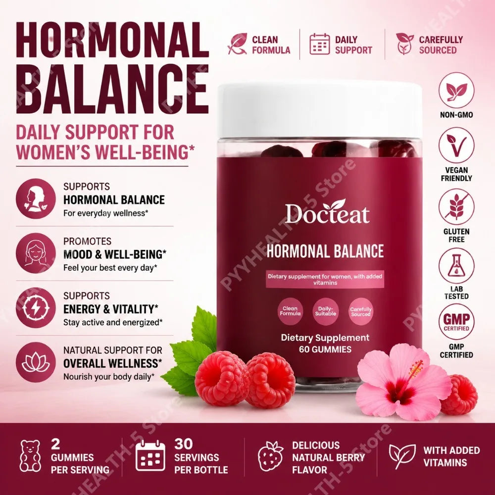 Docteat Hormonal Balance Gummies – Ashwagandha, Maca, 60 CT Wellness Gummies Qst