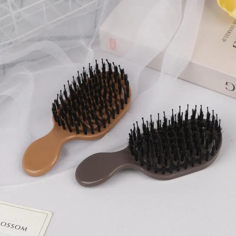 Mini Boar Bristle Hairbrush – Scalp Massage & Detangling Comb Boar Bristle Hairbrush Qme