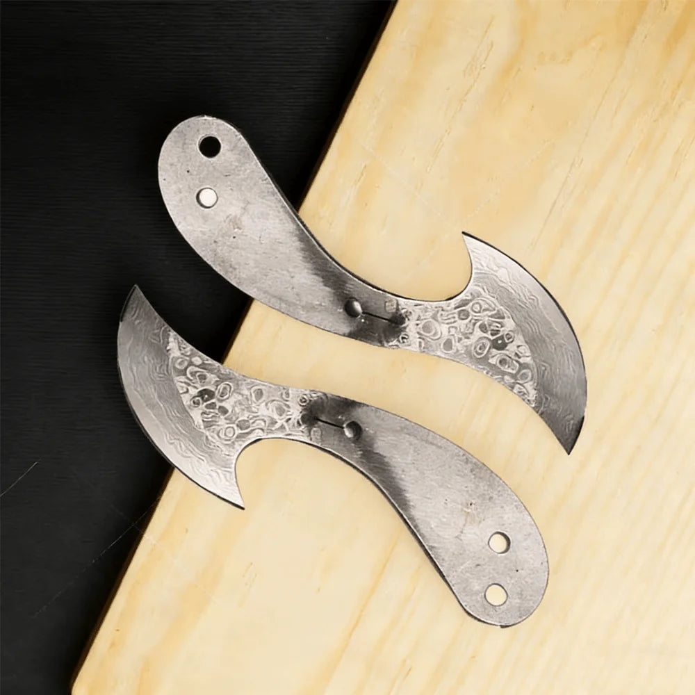 Damascus Steel DIY Knife Blank – 6.5" Fixed Blade Camping Knife DIY Knife Blank Qst