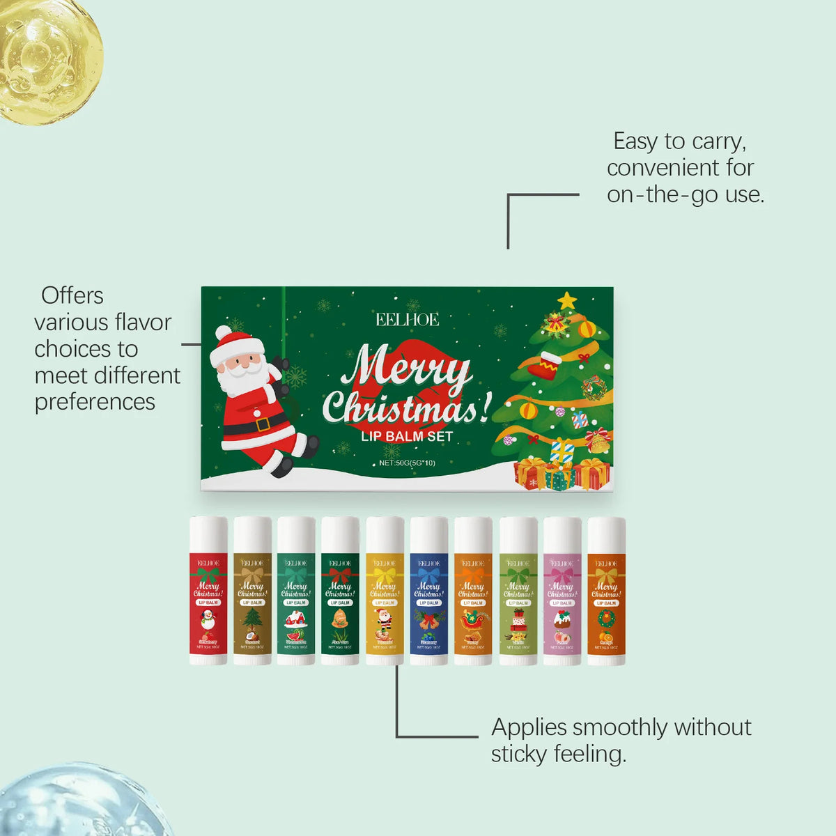 Eelhoe Christmas Lip Balm Set – Hydrating Glossy Lips Lip Balm Set Qst