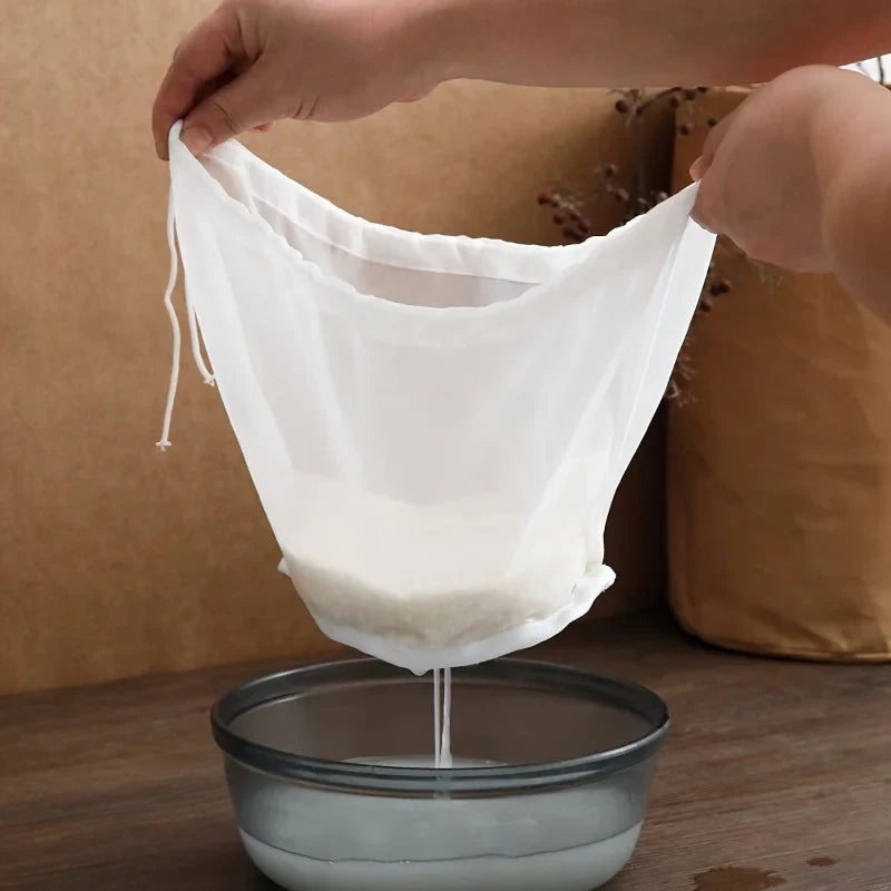 Reusable Vegetable Strainer Bag | Drawstring Squeeze Filter Food Strainer Bag Qme
