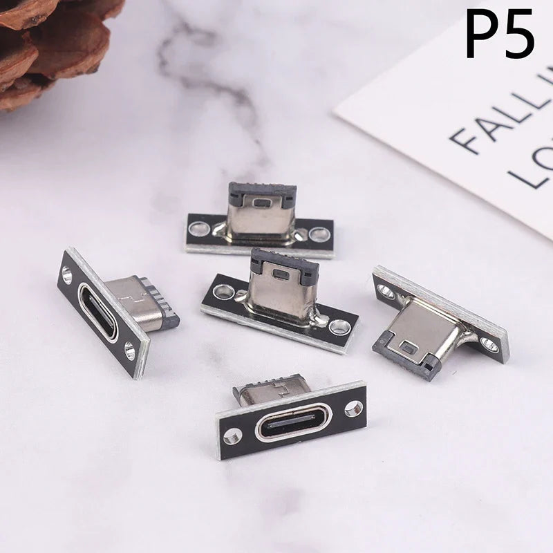 USB Type-C Female Socket Screw Fixing Plate 2Pin 4Pin Connector USB-C Connector Jack Qme style 5