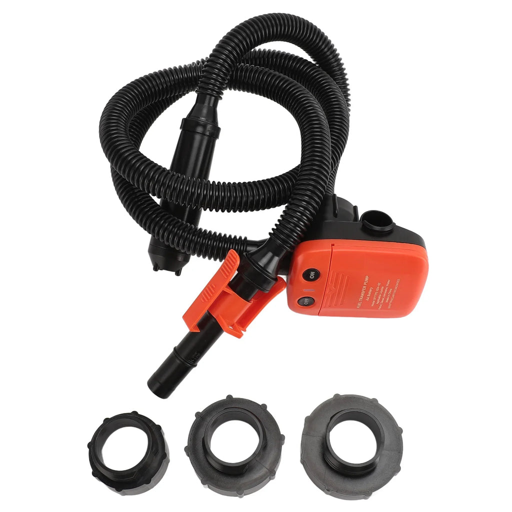 Electric Fuel Transfer Pump – Battery Siphon Pump w/ Adapters Fuel Transfer Pump Qme Black Orange