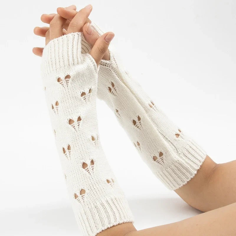 Women Long Fingerless Gloves Gothic Y2K Cosplay Lolita Arm Fingerless Arm Gloves Qme