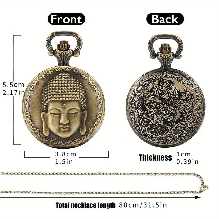 Tibetan Buddhist Temple Quartz Pocket Watch with Chain Pocket Watch Qme
