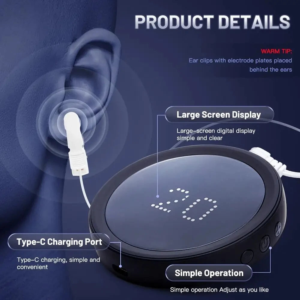 CES Microcurrent Sleep Aid Ear Clip Device – 28-Level Relaxation Sleep Aid Device Qst