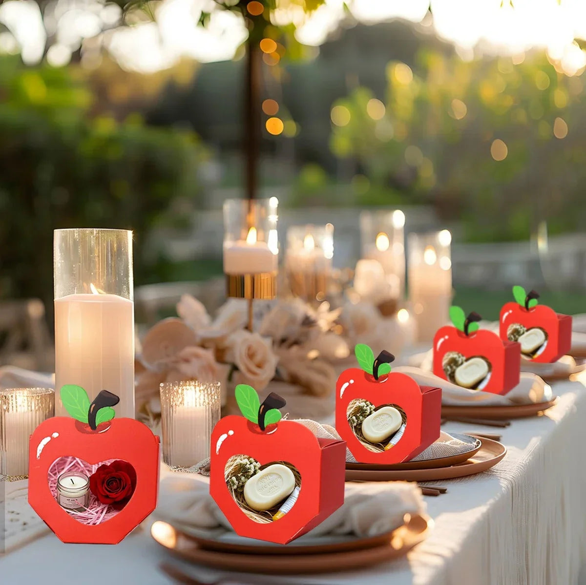 10 Apple Window Candy Boxes | Mini Heart Party Favor Boxes Party Favor Boxes Qme