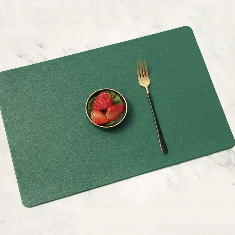 Nordic PVC Leather Placemat – Waterproof Table Mat, 7 Colors Leather Placemat Qme Green L