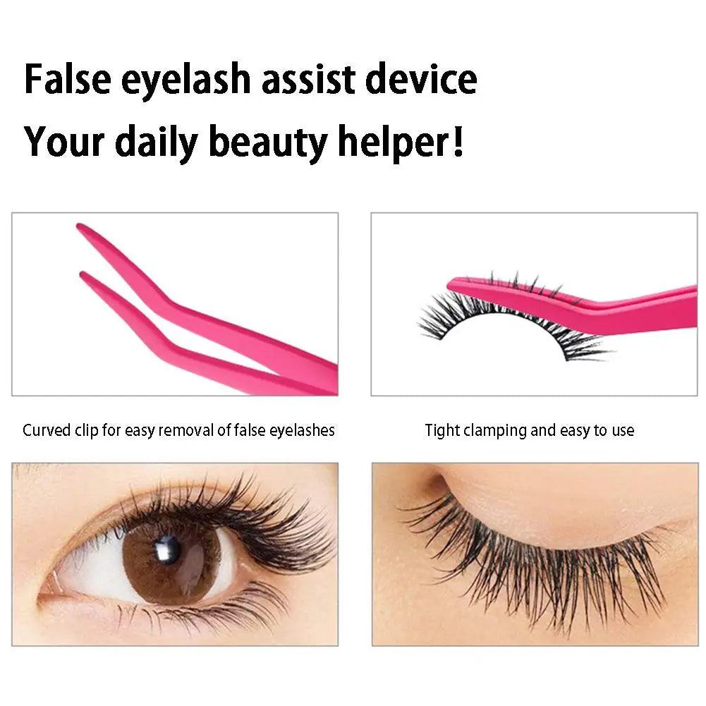 Stainless Steel Eyelash Tweezers & Comb | False Lash Applicator Eyelash Applicator Tool Qme