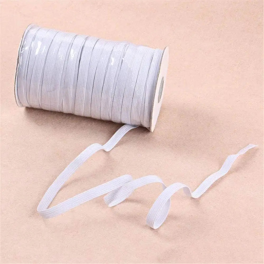 160 Yards White Flat Elastic Band – Heavy Stretch Knit, 3mm Flat Elastic Band Qme white-3mm