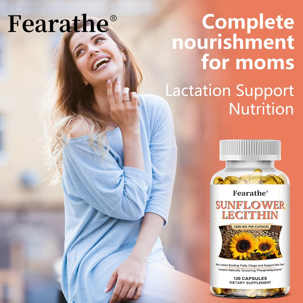 Sunflower Lecithin 1200mg – Non-GMO Lactation Support Capsules Lecithin Supplement Qst