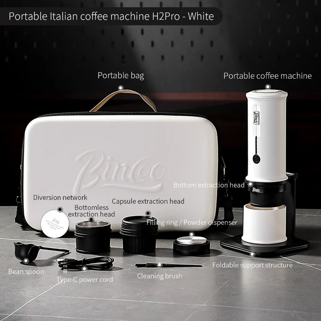 BINCOO H2Pro 3-in-1 Portable Capsule Espresso Coffee Machine Portable Espresso Machine Qst White
