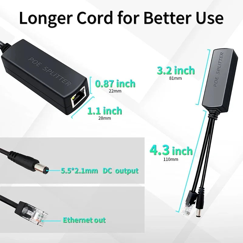 PoE Splitter 48V to 5V 2.4A Gigabit Isolation Power Module PoE Power Splitter Qme