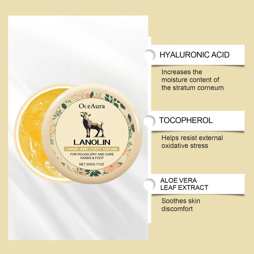 OceAura Lanolin Hand & Foot Moisturizing Cream – Non-Greasy Hand & Foot Cream Qst