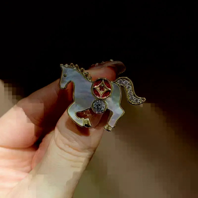 Zodiac Horse Brooch – Dripping Oil Enamel Pony Lapel Pin Enamel Lapel Pin Qme