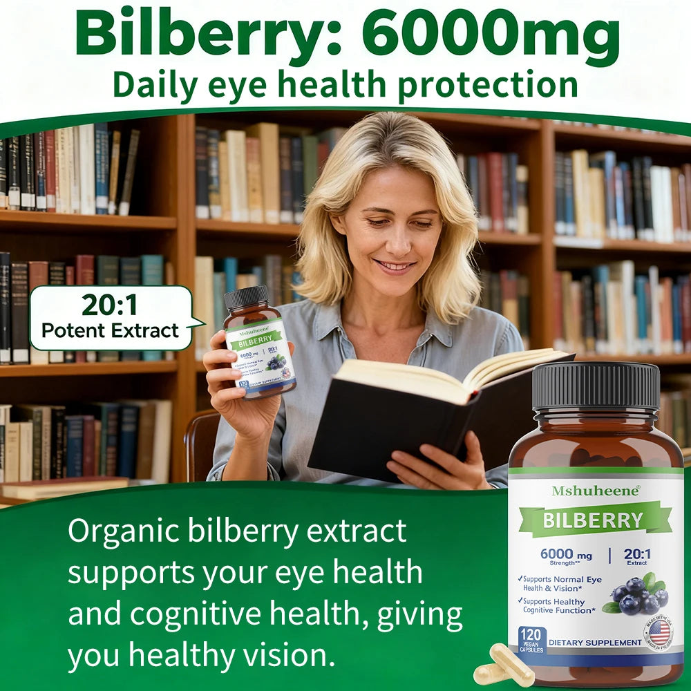 Bilberry Extract 200mg – Eye, Skin & Antioxidant Support Herbal Supplement Qst