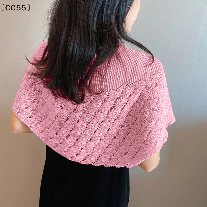 Women's Knitted Fishtail Shawl Fake Collar Wrap – Pink Knitted Shawl Wrap Qst